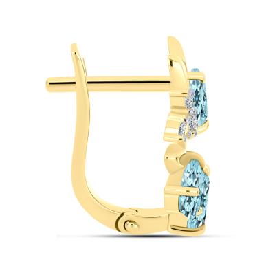 Bulk 14K Gold Pear-Cut Aquamarine Floral Cluster Studs Secure Lock Back Botanical Earrings - Wholesale Modern Cluster Jewelry Exporter USA